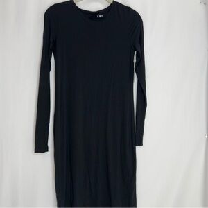 Three Dots jersey knit midi dress size XS black long sleeve comfy casual